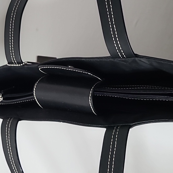 Kenneth Cole Reaction Shoulder Purse Black White Stitching Y2K Tote Bag - Picture 11 of 17